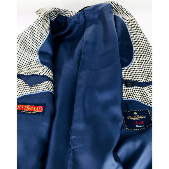 42L Brooks Brothers 1818 E Thomas Full Canvas 2 Button Blazer Sport Coat Hounds - Picture 1 of 13